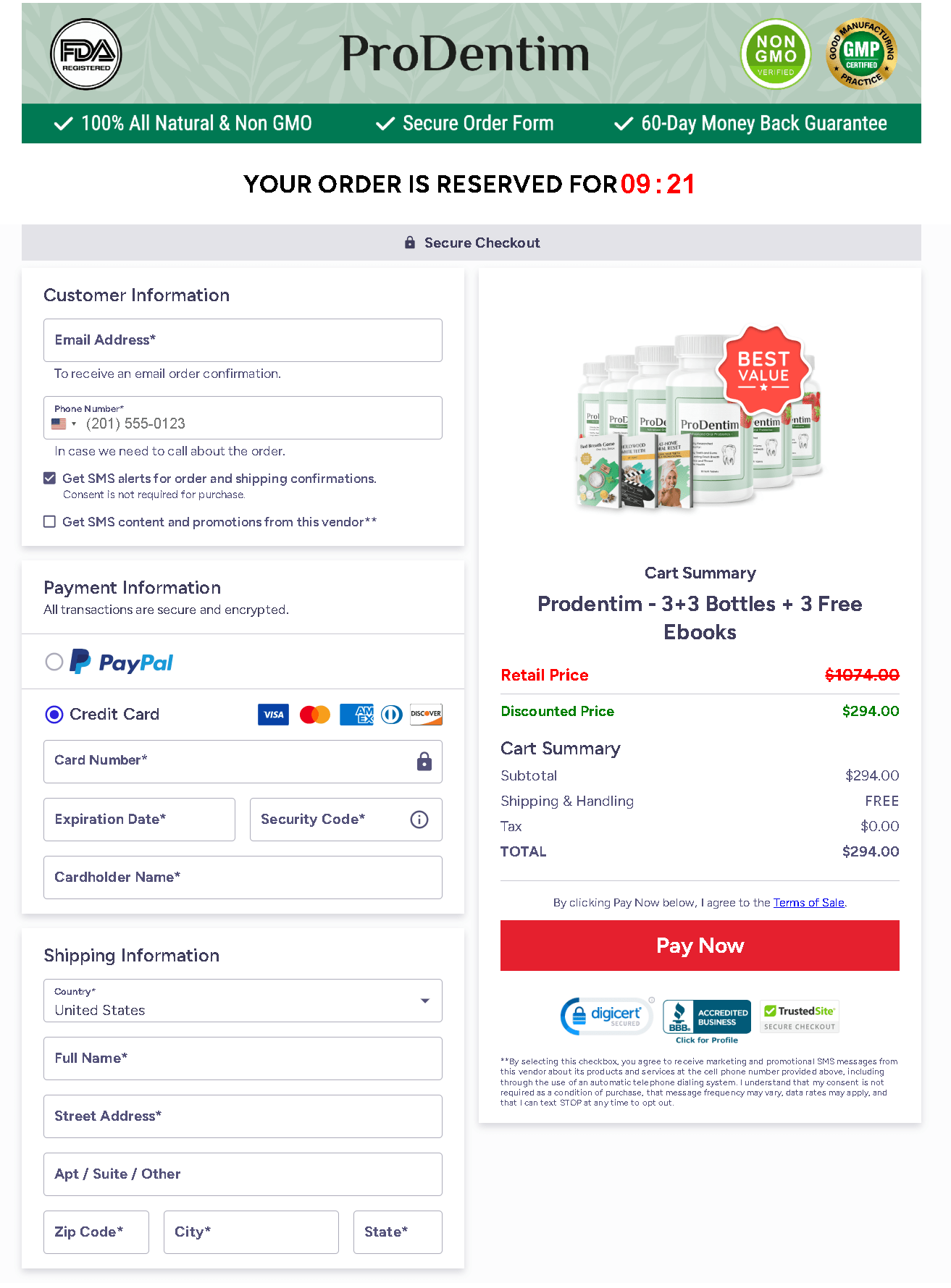 ProDemtim Checkout Page